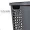 Mind Reader 50L Tapered Laundry Hamper with Swiss Cross Cut-Outs, Gray